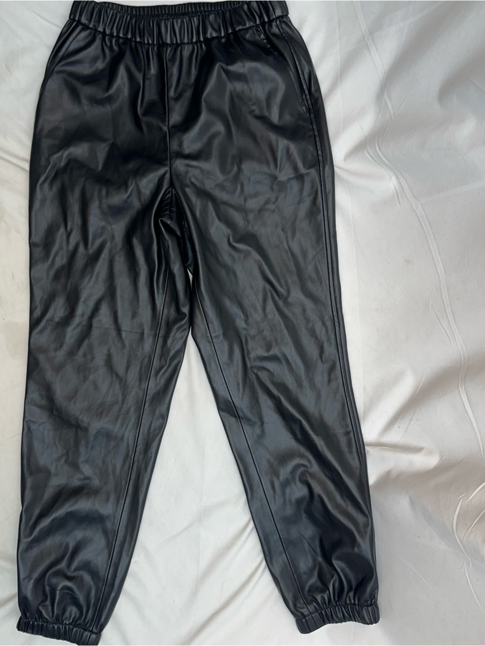 Z Supply Black Faux Leather Joggers S